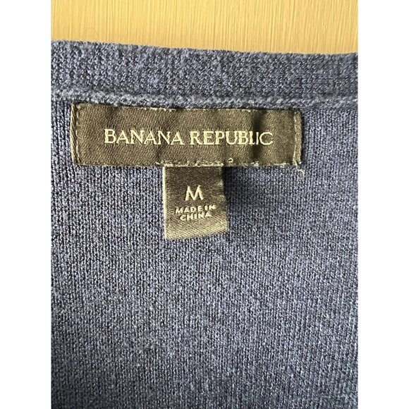 Banana Republic Pullover Sweater Dark Blue Preppy V Neck Womens Size M - Picture 2 of 8